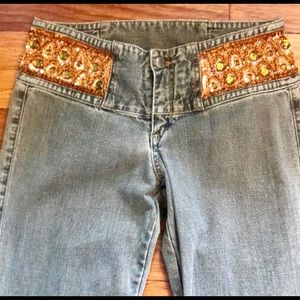 Jeans with rhinstone waist embellishments!